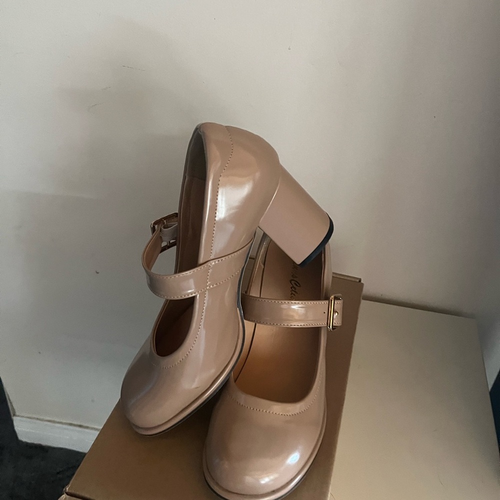 Mary Jane Block Heels (beige)